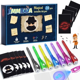 JIMMIDDA Invisible Ink Pen Spy Game for Kids, Party Favors Toys for Girls Boys, Magic Markers for Boys Girls Fun Outdoor Toys, Birthday for 6-13 Year Old Girls Boys (24PCS+Black Notebooks)