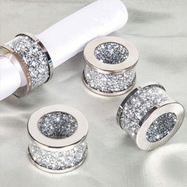 Set of 4Pcs/6pcs Crystal Napkin Rings for Elegant Table Settings - Decorative Rhinestone Napkin Holders Ideal for Wedding Receptions, Dinner Parties, Family Gatherings - Silver Napkin Buckles (4)