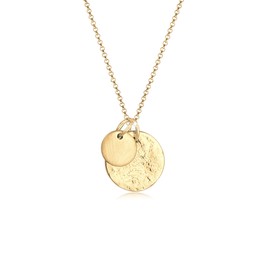Elli Necklace Women with Two Round Coin Pendants in 925 Sterling Silver - Length 45 cm