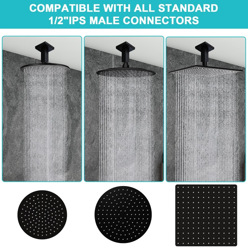 Enga Brass 3 Inches Square Shower Arm with Flange, Ceiling