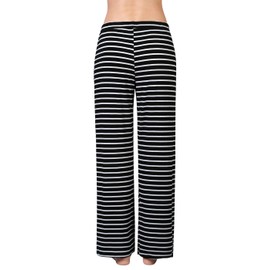 Air Curvey Womens Pajama Pants Wide Leg Casual Lounge Pants With Pocket Black Stripe XL