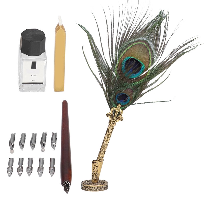 Feather Pen Exquisite Pattern Quaint Texture Comfortable Grip Stainless Steel