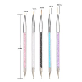 5 pcs Nail Art Brushes, Nail Dotting Tool, Nail Art Pens, Drill Drawing Nails Brush Pen for Nail Art Tools, Double Ended Dotting Tools Set for DIY Nail Art Designs