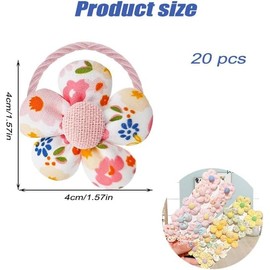 Linyongc Toddler Hair Ties, 20pcs Flower Elastic Hair Ties, Cute Flower Scrunchies for Baby Girl, Multicolor, 0.2 Count