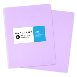 PAPERAGE Soft Cover Lined Journal Notebook, 2 Pack, (Lavender), 100 Pages, Large 7.5 inches x 9.5 inches, College Ruled, Ideal for Note Taking & Travel Journal