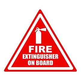 Fire Extinguisher On Board - Color Sticker - Decal - Die Cut - Size: 8.52" x 10.00"