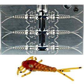 Circle B Tackle Do It Molds Aluminium CNC Premium Soft Plastiс Mold Lure Making Injection Molds Fishing Lures MayDay Mayfly 2"" 6 Cavity, Silver