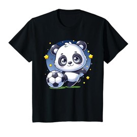 Kids Soccer Player Panda Kicking Soccer Ball Cute Girls Boys T-Shirt