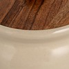 Creative Co-Op, Ivory Stoneware Canister with Acacia Wood Lid, Color