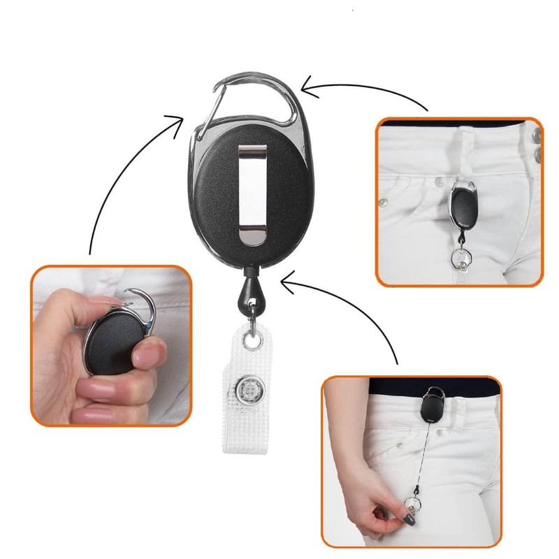 Karteo ID Card Holder Black Extendable [Pack of 1] ID