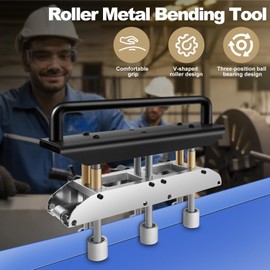 3 Station Roller, 0-90 ° Angle Large Radius Sheet Roller Bender, Aluminum Standing Seam Roofing Tools (Silver)