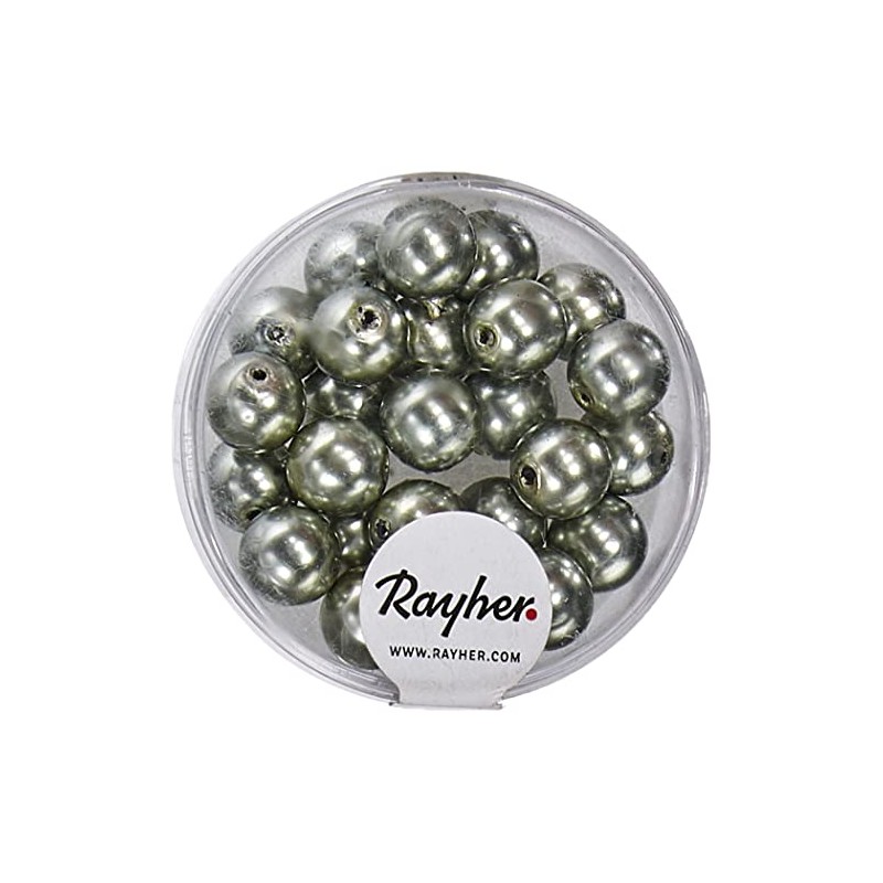 Rayher Hobby Rayher 14402607 Renaissance Glaswachsperlen, 8mm Ø, altsilber, Dose