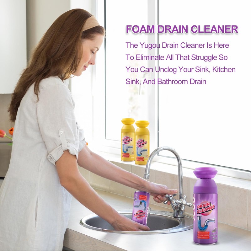 Yugou Foaming Drain Cleaner, Sink Drain Cleaner and Deodorizer for