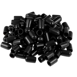 sourcing map Pack of 100 Rubber End Caps 7 mm ID Vinyl Round Tube Bolt Cap Cover Screw Thread Protection Black