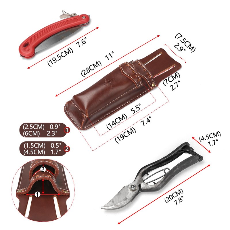 Tourbon Leather Garden Pruning Shears Folding Saw Double Holster Gardening