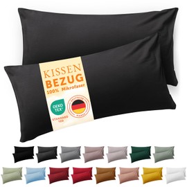 Blumtal Set of 2 pillow cases 50 x 80 cm, with Envelope Closure, Pillow Case Made of Soft Brushed Microfibre Fabric, Oeko-Tex® Certified, Anthracite
