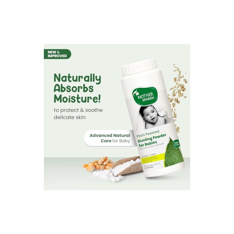 Mother Sparsh Polvo natural sin talco para bebés, 100 g