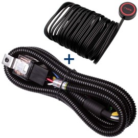 FARBIN 12V 80a Horn Wiring Harness Relay Kit and Horn Push Button with 3 Meters Wire (Wiring Harness+Button, 12V)