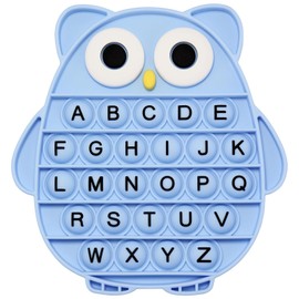 Fidget Toys for Kids, Owl Shaped Silicone Squeeze Sensory Toys, Alphabet Bubble Stress Anxiety Relief Relax Tools for Kids Adults School Classroom Gift Party Favors (Blue)