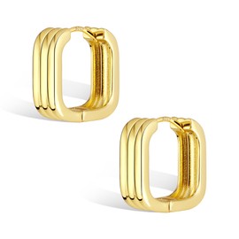 ALEXCRAFT Thick Earrings Gold Silver 925 Hoop Earrings Golden Earrings Women's Gift for Women Girlfriend Mum Girls