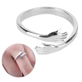 Anillo de Abrazo de Plata Elegante y de Moda para Mujer, Accesorio de Joyería de Anillo Abierto Ajustable