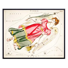 YELLOWBIRD ART & DESIGN Vintage Virgo Astrological Zodiac Chart - Great Gift and Chic Home Decor - Stars - Ready to Frame (8x10) Photo