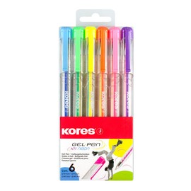 Kores - K11 Neon Color Gel Pens, 0.8mm Medium Tip with Gel Ink for Smooth Writing, Triangle Ergonomic Shape, School and Office Supplies, 6 Pack Assorted Neon Colours