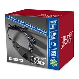 Konstsmide 3607-007 9h Timer, nachrüstbar für alle Konstsmide Außenartikel mit Trafo / für Außen (IP44) / schwarzes Softkabel, 25 Birnen