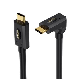 Kework 2ft 40Gbps USB 4.0 Type C Cable, 240W 5A PD Straight USB C Male to 90 Degree Angle Up & Down Angle USB C Male Cord for Smartphones, Laptops, Thunderbolt 3, Support 8K@60Hz