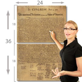 Declaration of Independence poster 24x36 EXTRA LARGE classroom chart décor Laminated Replica Young N Refined