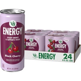 V8 Energy Black Cherry Energy Drink, 8 fl oz Can (24 Pack)