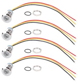 4 Sets PreWired Round LEDs Waterproof 2Color Light Common Anode Anode Electrode 1224V 12mm(Red and Yellow )