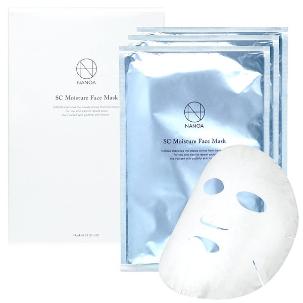 NANOA Face Pack, Human Stem Cells, Sheet Mask, Aging Care, EGF, Moisturizing, Asahi Kasei Premium Sheet Material, Face Pack, Pack of 5