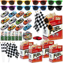 SNLN 120Pcs Race Car Party Favors Birthday Supplies, Gift Box Sunglasses Flag Mini Race Car Sticker Birthday Goodie Bag Stuffers Racing RaceCar-Themed Party Supplies Decorations for Boys Kids 3-5 4-8