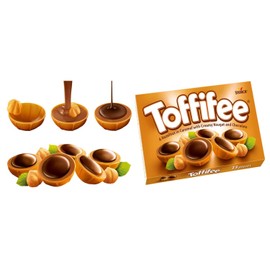 DE | Storck® | Toffifee® | Haselnüsse umhüllt mit Karamell, Sahne und Schokolade | Schachtel mit Karamell- und Schokoladenpralinen - 125 Gr