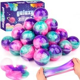 24 Pack Galaxy Slime Balls for Kids - Stretchy, Non-Sticky, Mess-Free Stress Relief Toys, Party Favors, Classroom Rewards, Goodie Bag Stuffers for Boys & Girls