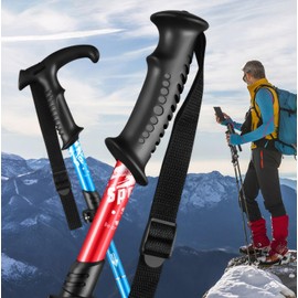 Meichoon Walking Poles Pair 5 Section Foldable Lightweight 266g/0.69lb Each with Mud Baskets for Hiking Walking Seniors