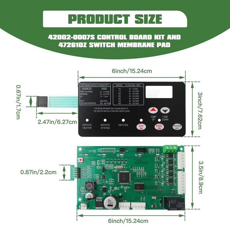 KOGUNXU 42002-0007S Control Board Kit with 472610Z Switch Membrane Pad