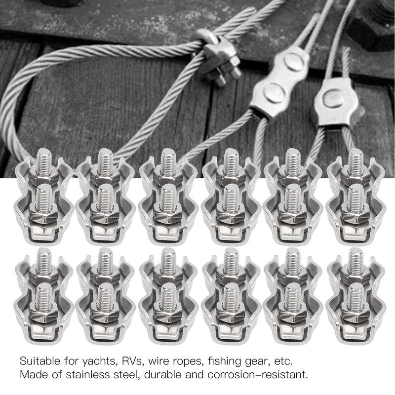 18pcs M2 Duplex Wire Rope Clip Cable Clamps Stainless Steel