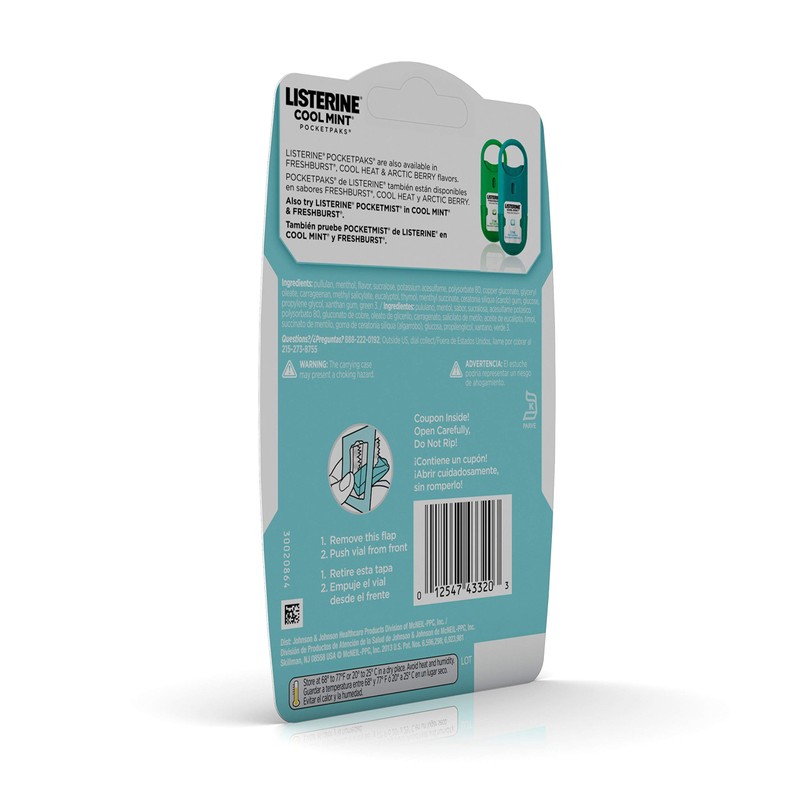 Listerine Pocketpaks Breath Strips, Cool Mint, 72 Count (Pack of