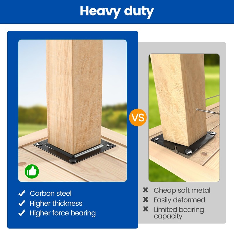 Muzata 4Pack 4"×4" Wood Post Plate Connector Deck Post Base