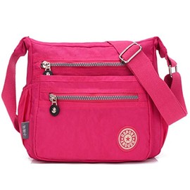 FiveloveTwo Women's Fashion Nylon Shoulder Bag Shopper Hobo Tote Bags Backpack Shoulder Bag Purses Tote Bags for Everyday Office School Trip Shopping, rose