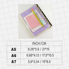 AIMALL 12x A5/A6/A7 Binder Pocket Zipper 6 Holes PVC Document Filling Bags Clear Kit - Organize with Ease for Home, Office, and School Use, Durable and Archival Safe