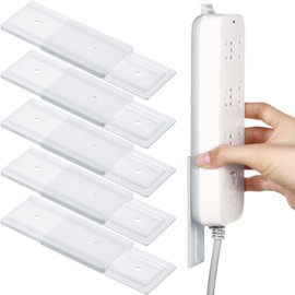 Yinkin 6 Pcs Power Strip Holder Self Adhesive Power Strip Wall Mounted Protector Punch Free Cable Management System Plug-in Surge Protector Holder Power Strip Holder for Computer Office