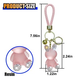 Cute Diamond Rabbit Keychain for Car Keys - Bling Resin Rabbit Key Ring Bag Charm - Crystal Rhinestone Car Fob Backpack Keychain Pendant Lanyard for Women Girls (Pink)
