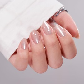 BTArtbox Glitter Press on Nails Almond Fake Nails Pack of 30 Artificial Nails for Sticking with Nail Glue, Glossy Artificial Nails Almond False Nails for Women and Girls