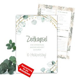 MILINDO Cards Wedding Gift / Surprise Time Capsule - Gift for Bride and Groom - Memory Cards - Eucalyptus - Boho Style (50 Cards)