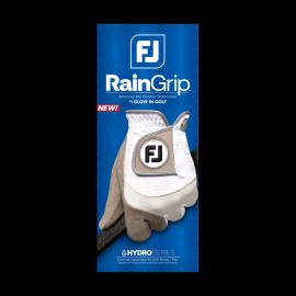 FOOTJOY RAIN GRIP GLOVE 2025 WHITE/GREY - Men - CADET MEDIUM, White, Right, WORN ON LEFT