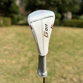 Golf Head Cover Golf Club White Leather Headcovers Set Fits Driver Fairway Wood Hybrid Utility Putter Iron Wedge Headcover.