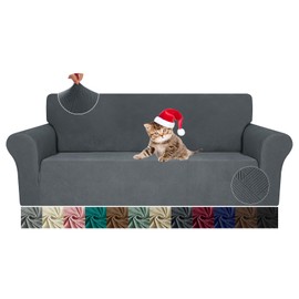 JIVINER Loveseat Slipcovers, 1 Piece Stretch Couch Covers for 2 Cushion Furniture Protector with Elastic Bottom for Kids Pets Jacquard 2 Seater Sofa Cover (Loveseat, Dark Gray)